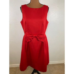 PRICE DROP! Women's Tahari Dress, Size 14, Red Color Textured w/ Bow Sleeveless